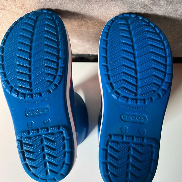 CROCS Kids Blue and Red Rain Boots - Picture 5 of 7